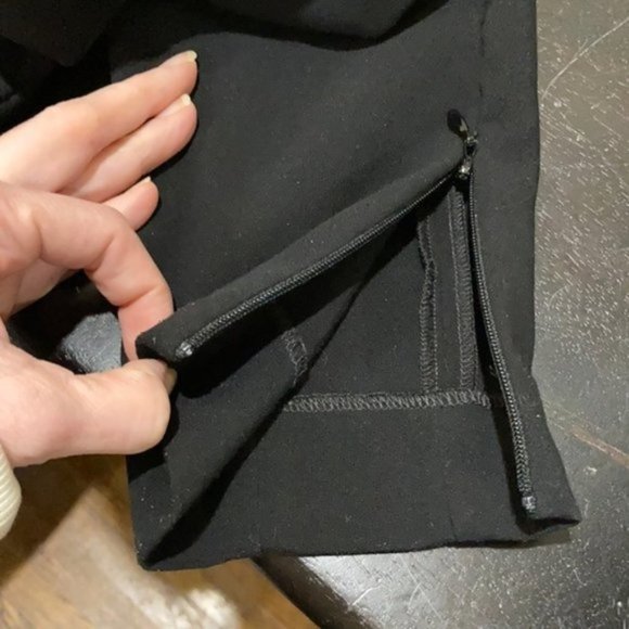 H&m Black Fitted Dress Pants with faux leather Trim & ankle zippers Size…​​​​ - Picture 7 of 12